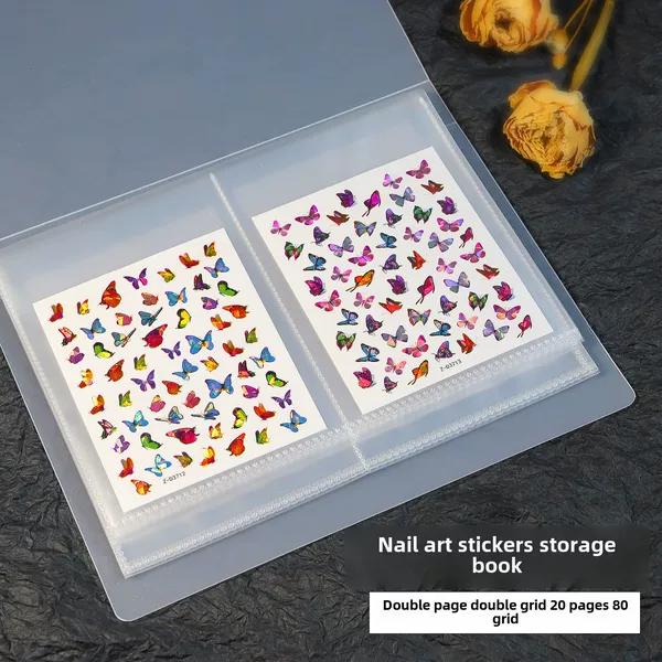 Cross-border Nail Art Sticker Storage Book Simple Frosted Album 80 Large Capacity Decals Display Storage Cards Wholesale