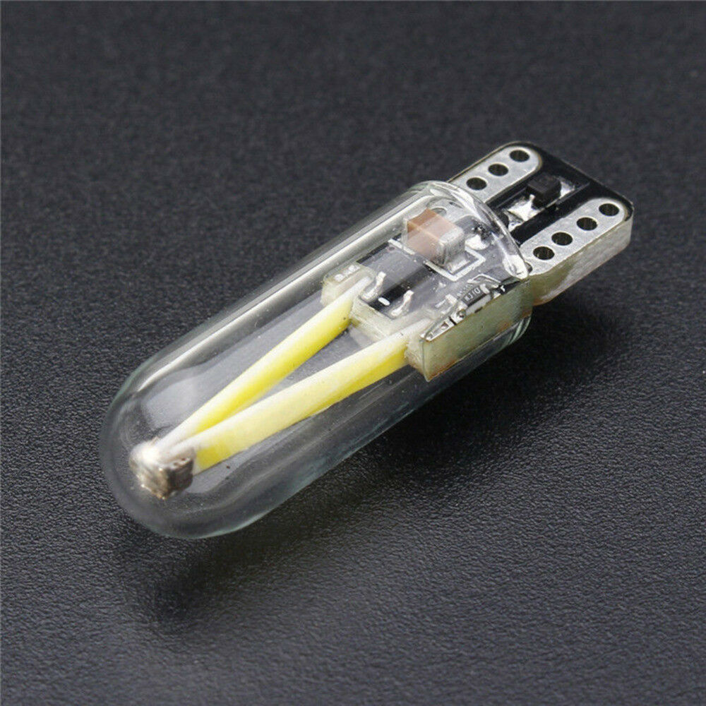 Bombilla LED automotriz COB T10 W5W T10 12V lámpara de ancho de vidrio filamento a través del tubo decodificación no polar