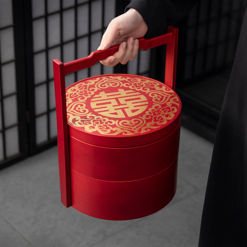 中式古代食盒多层手提饺子结婚喜糖盒婚庆用品果盘提篮野餐送餐盒|undefined