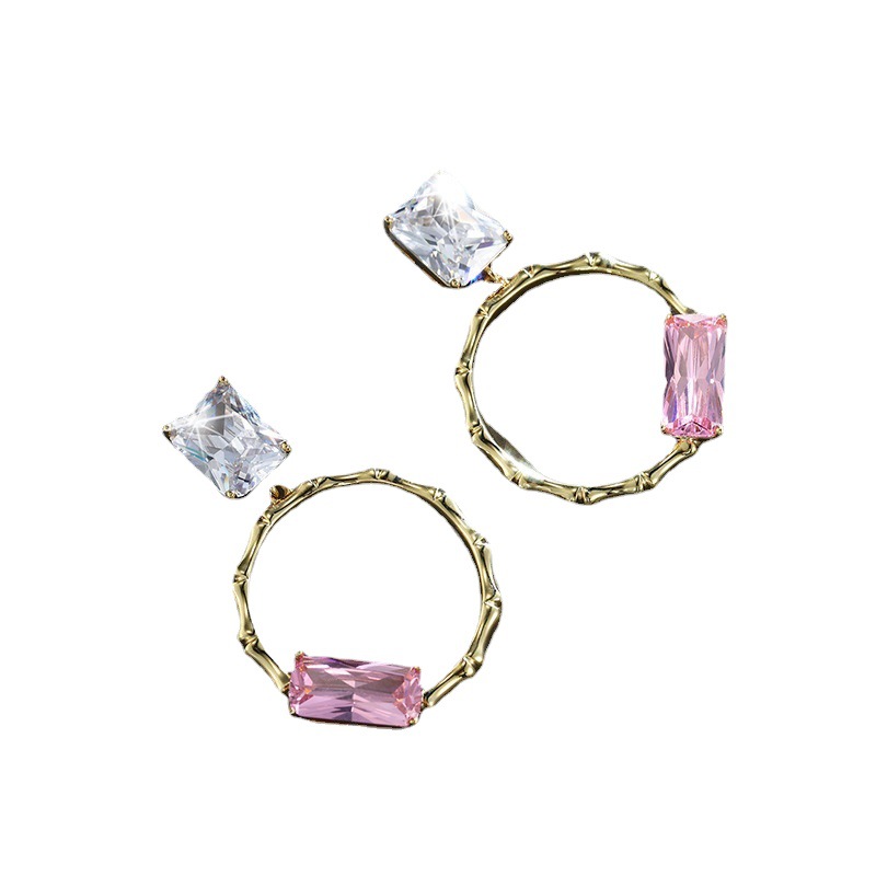 Xuping joyería imitación color tesoro serie Internet celebridad pendientes cuadrados moda mujer simple Esmeralda pendientes de alto grado al por mayor