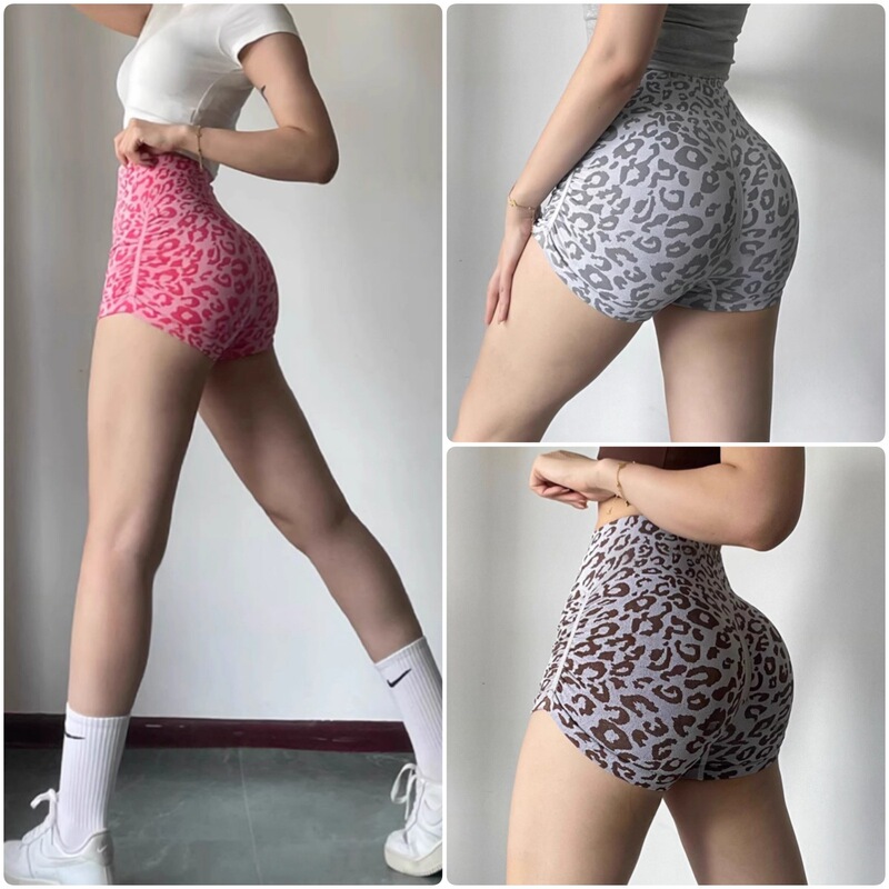 European and American Style Fitness Leopard Print Seamless Knit Sports Shorts That Elongate the Legs, Tight-Fitting Peach Shorts 1832 European and American Style Fitness Leopard Print Seamless Knit Sports Shorts That Elongate the Legs, Tight-Fitting Peach Shorts 1832