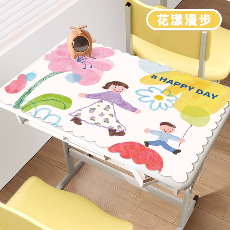 卡通儿童餐垫小学生长方形便携可折叠餐桌垫隔热防油布艺花边餐布|undefined