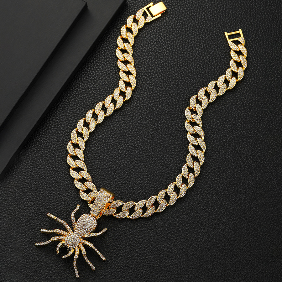 Collier pendentif araignée diamant style punk rock insecte_voghion.com