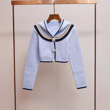 深圳南油高端女装秋季新款洋气韩系减龄珍珠链条连帽针织开衫外套