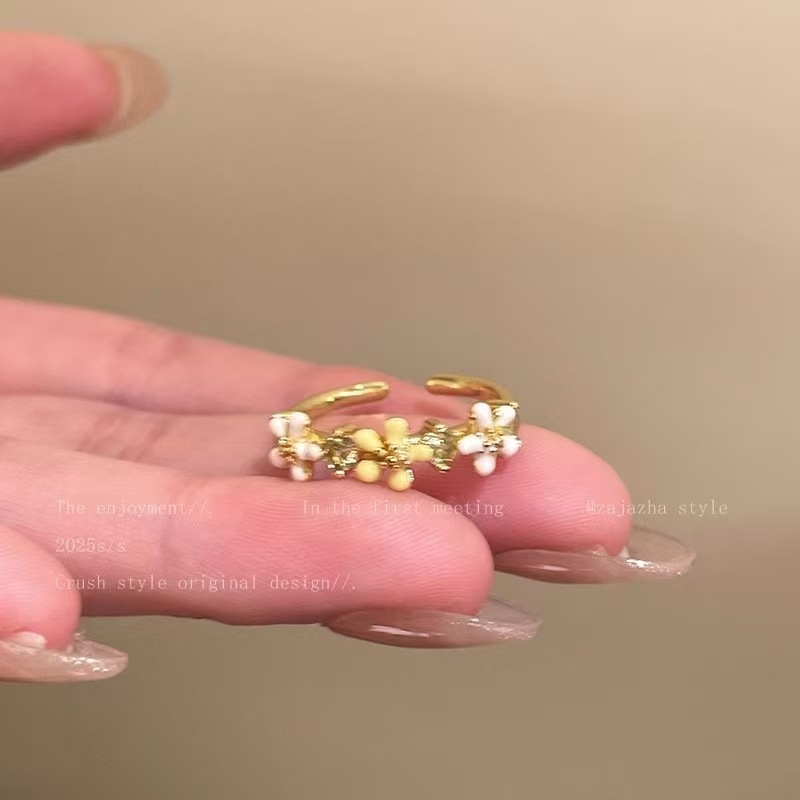 軽奢氷河超白ジルコンブルーリング女性向けニッチデザイン人差し指リングシンプル高級感指輪卸売