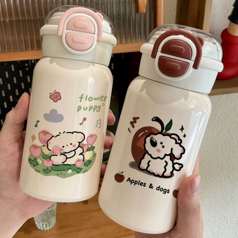 Taza de plástico nueva doble cubierta portátil de gran capacidad paja adorable taza de agua de alto valor facial para niños