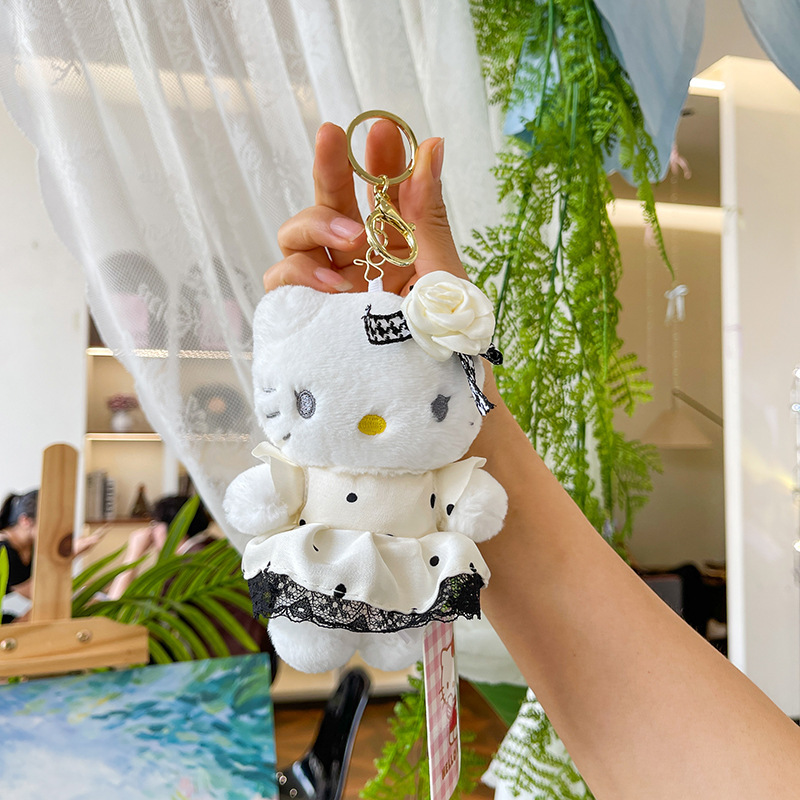 正版三丽鸥hellokitty毛绒挂件kt凯蒂猫小玩偶公仔钥匙扣书包挂饰|undefined