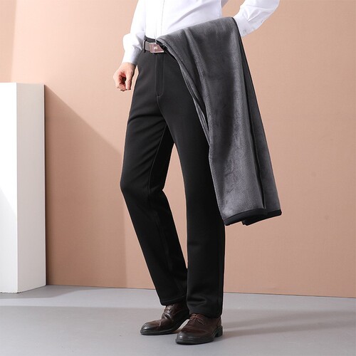 Spring and Autumn Thick-Style Summer Thin-Style Western Pants, Mid-to-Late Adult Casual Pants, High-Waisted Long Trousers, Middle-Aged Men's Elastic Pants, Dad-Style Wear