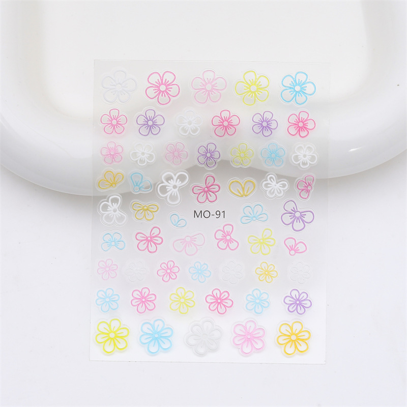 Nueva artesanía uñas arte tridimensional jalea alivio pegatinas dopamina flor estrella amor 3D impermeable uñas pegatinas