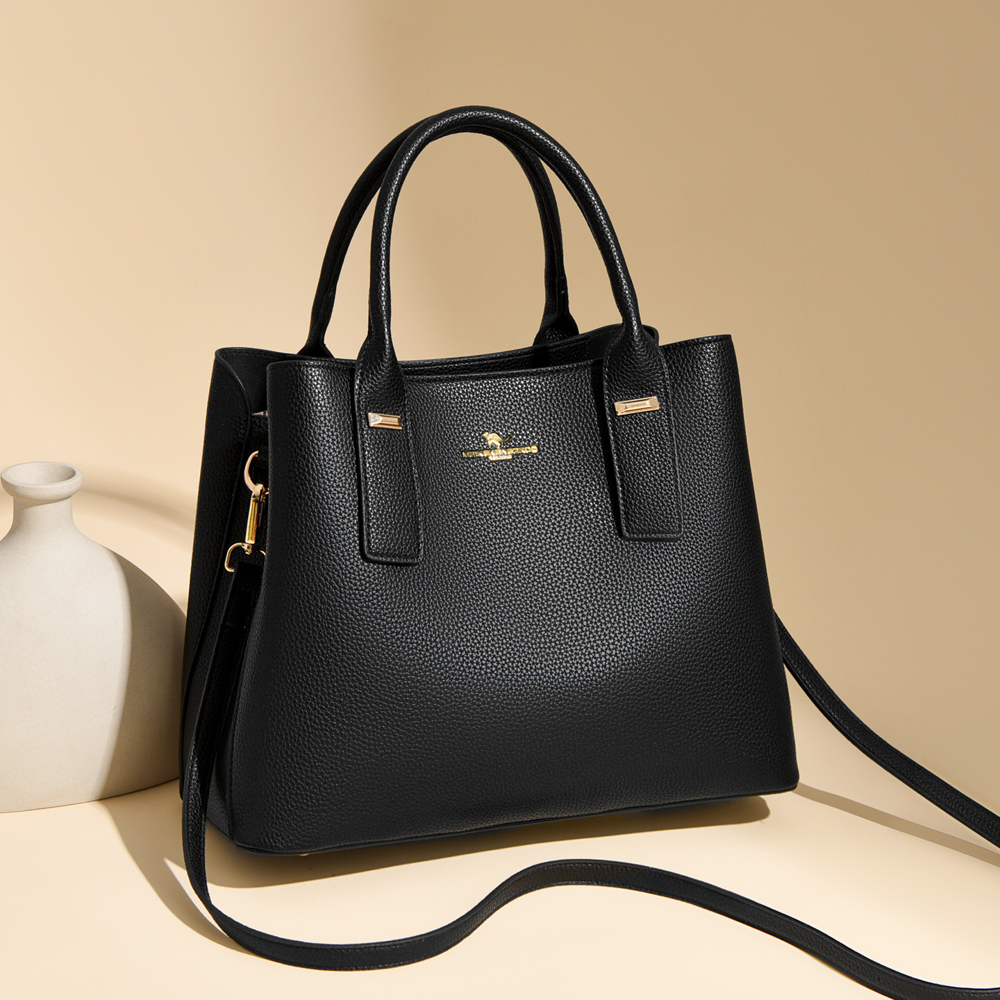 Women's Elegant Soft PU Leather Handbag Versatile Shoulder Crossbody Bag Large Capacity Daily Use Tote With Zipper Closure_voghion.com
