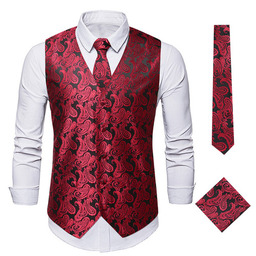 Spring Clothing TEMU New Fashion Sunflower Vest Wholesale Men's Cashew Embroidered Waistcoat Plus-Size Outerwear