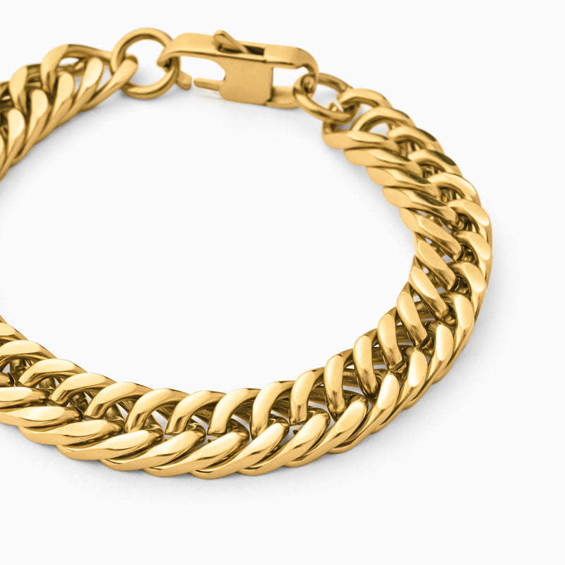 European and American fashionable Cuban chain bracelet men's titanium steel plated 18K real gold cross-border designer simple temperament jewelry customization