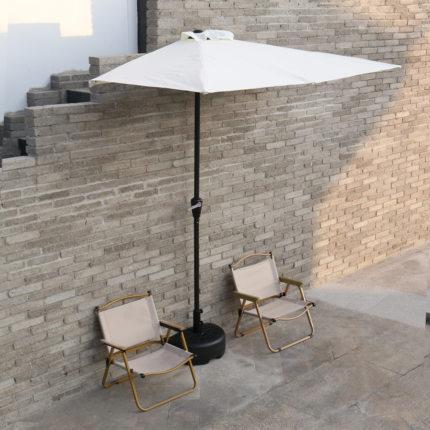 Pared al aire libre medio lado sombrilla balcón rectangular jardín elevable patio verde al aire libre sombrilla cobertizo