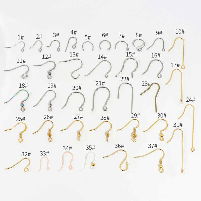 Factory Wholesale Simple Stainless Steel Ear Hook Accessories Earrings Jewelry 18K Gold Plated Ear Hook Semi-Finished Earrings Direct Sales