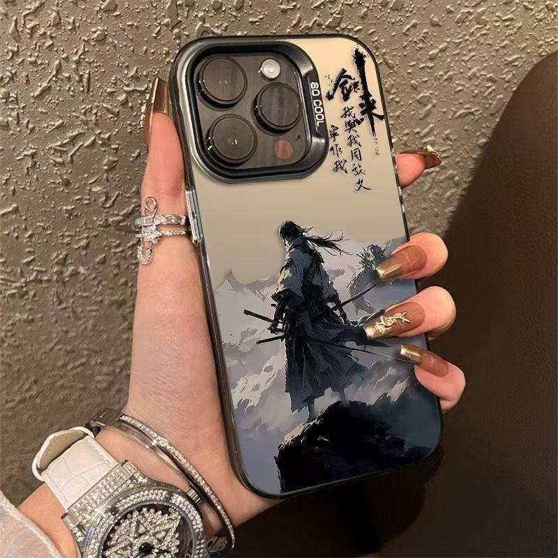 El estilo antiguo de Jianlai es adecuado para la carcasa del teléfono móvil Apple 16Promax, carcasa de gas de la personalidad iPhone15/14/13 texto 12