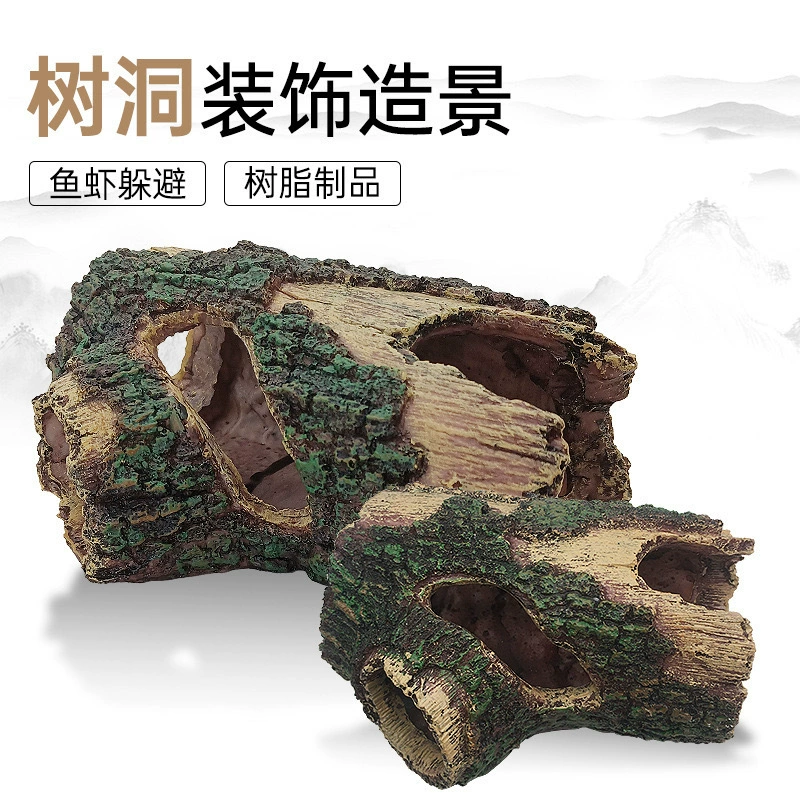 Восхождение на питомца аквариум декоративный ландшафтный набор смолы аквариум украшения деревянный бочонок дерево обломки, чтобы избежать отверстия в ведре