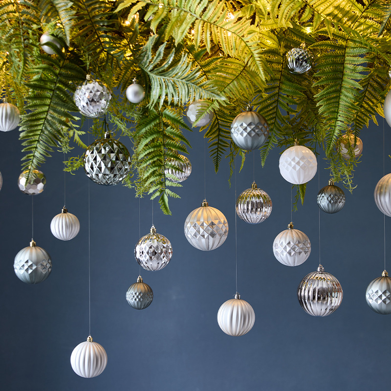 南瓜球银色亮光异形圣诞球圣诞挂饰圣诞树装饰吊球圣诞节装饰品