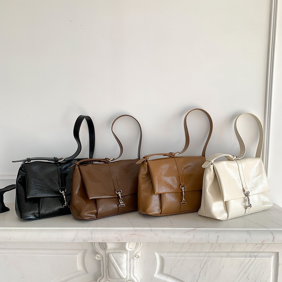 Nuova borsa a tracolla in morbida pelle PU per donna, versatile, grande capacità, con nicchia sottobraccio, fibbia a gancio con patta,_voghion.com