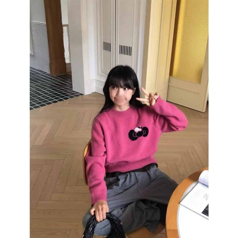 甜心毛衣！25秋冬新款韩系超显白蝴蝶Kitty猫毛衣慵懒风针织衫女