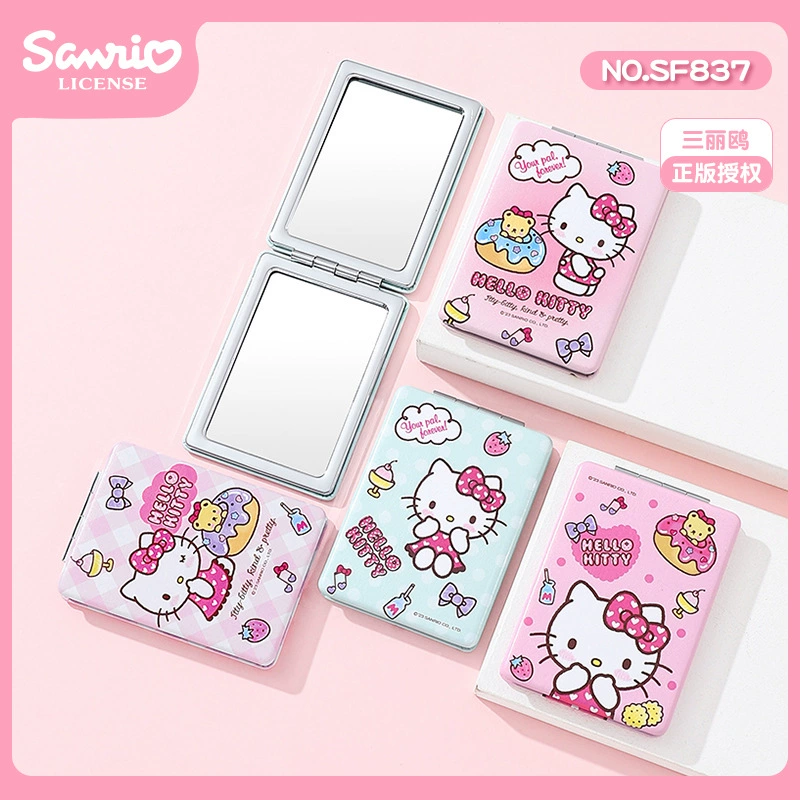 [Полный набор Sanrio двойных зеркал] KUROMI маленькое зеркало общежитие спальня косметическое зеркало складное зеркало нарядное зеркало