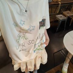 Zhang Zhang 白雪姫 t~ 小さな女の子のためのリラックスした夏の白い T シャツ