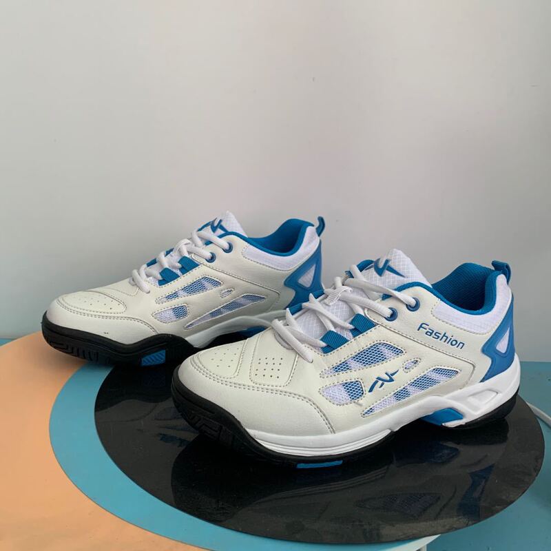 Cross-border large size 45 professional tennis shoes men's soft mesh leather stitching badminton competition breathable outdoor sports shoes