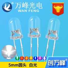 led发光二极管5mm白光 f5透明高亮直插式白红蓝绿黄全色系led灯珠