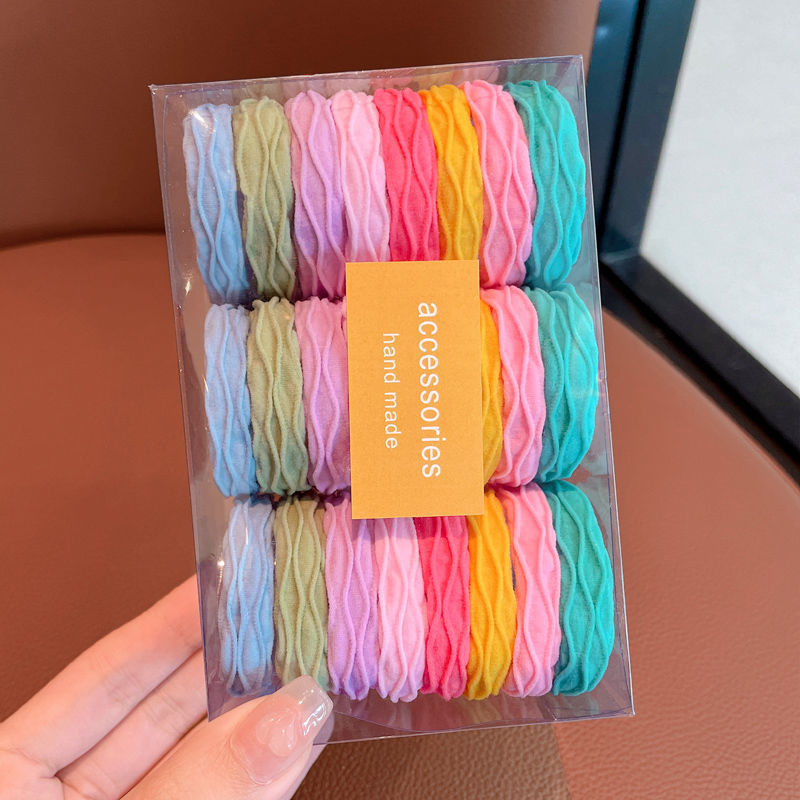 Niños corda de cabello de color macarón niñas corda de cabello de alta elasticidad corda de cabello de corda de cabello gruesa simple anillo de toalla de cola de caballo