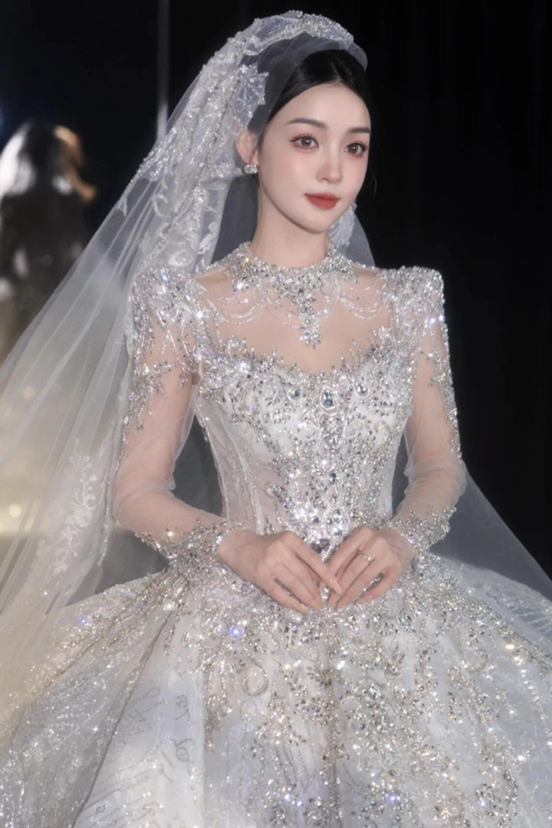 2026 nuevo vestido de boda de novia de alta calidad bordado de perlas vestido de boda de gran tamaño pequeño D116