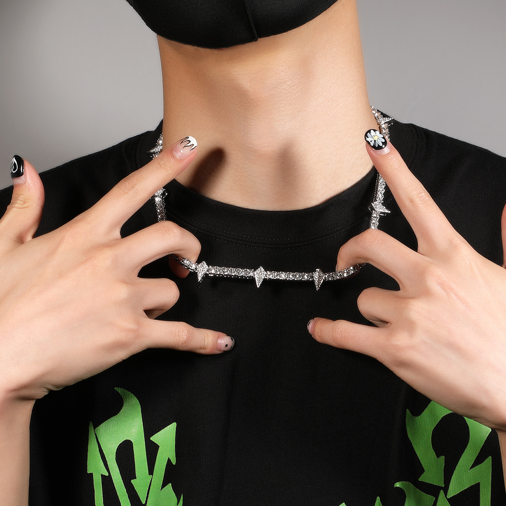 Hip Hop Géométrique Couleur Unie Alliage Émail Incruster Strass Hommes Collier display picture 5