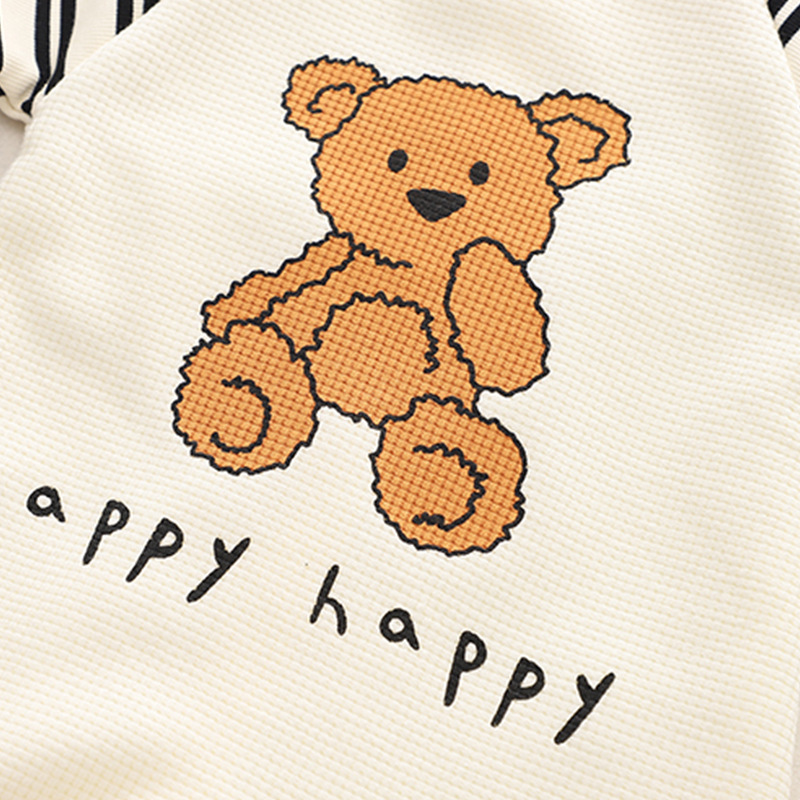 Ropa de primavera para bebé mono manga raglán a rayas mameluco de dibujos animados luna llena bebé lindo oso traje de escalada coreano primavera y otoño
