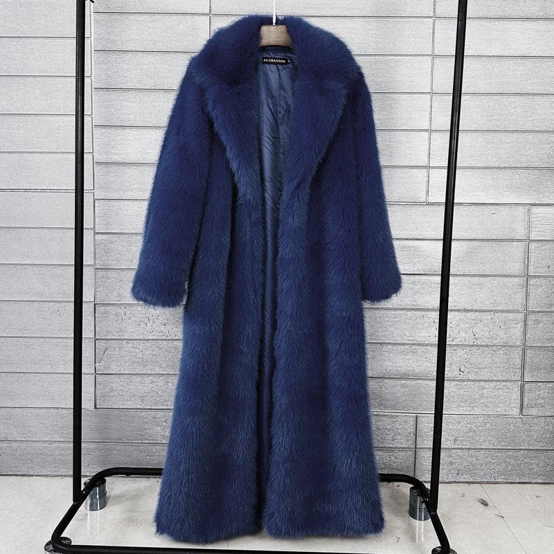 トカの毛の毛の毛のコートの女性をまねて、毛皮のプラスの型のスーツの襟の超長いタイプの冬の女性のコートのコートをまねます。