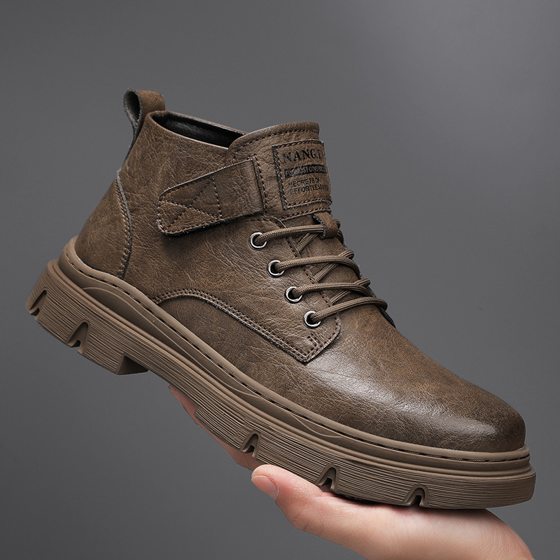 Men's shoes 2023 autumn new trend everything casual high help work clothes shoes men's British microfiber Martin boots