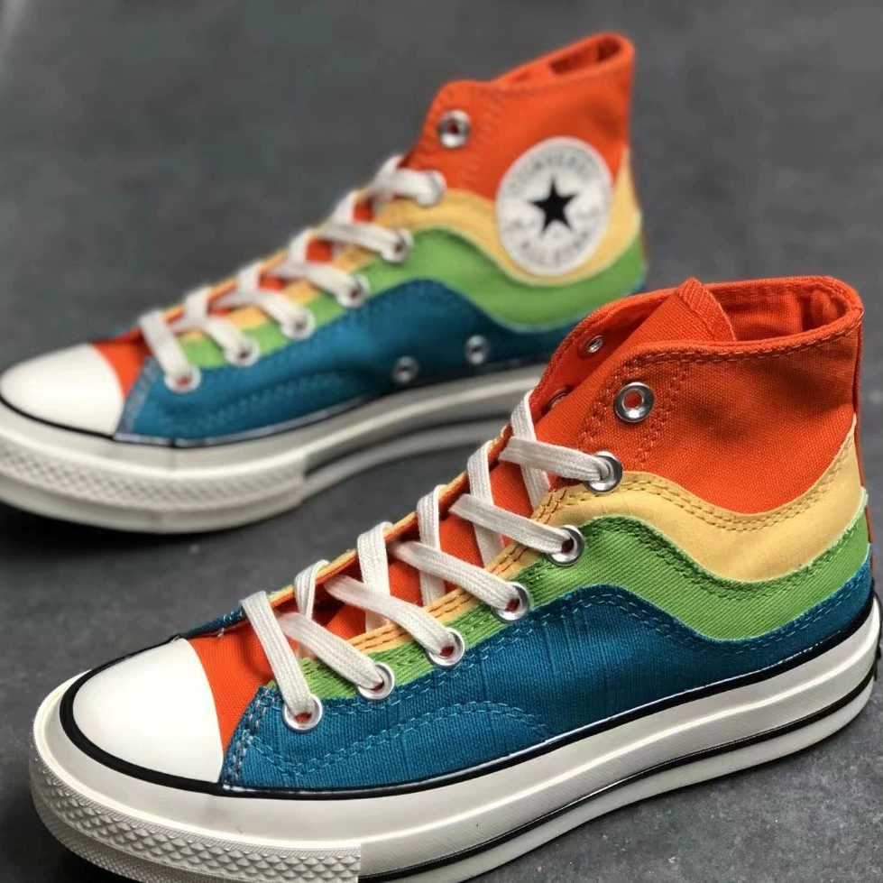 Meiqi Converse ретро 1970-х Samsung Chuck 70 радуга сшивка контрастный канвасовые кроссовки повседневная обувь