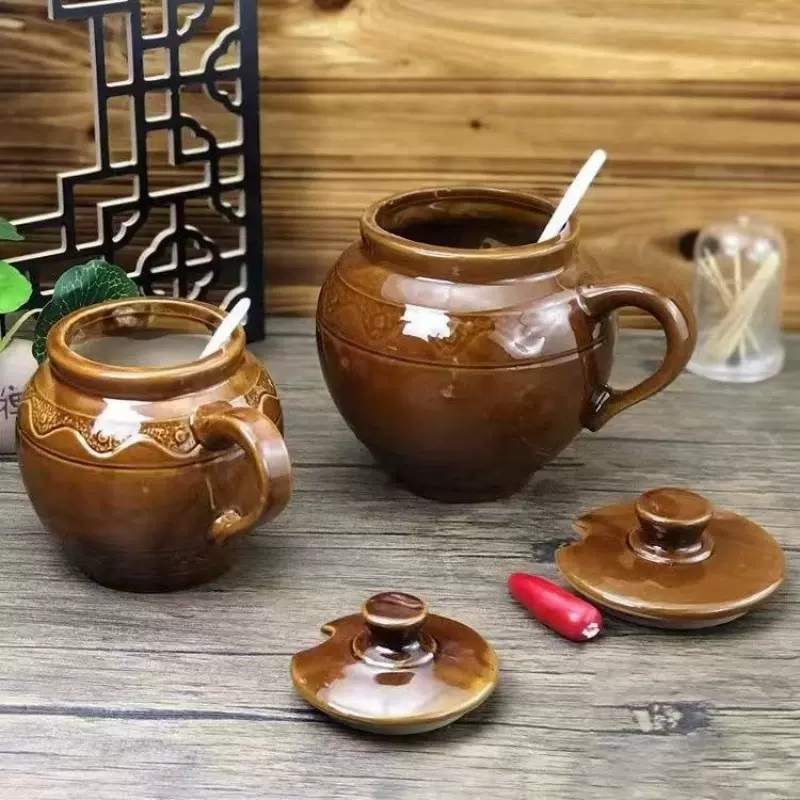 盐罐家用老式土陶厨房盐罐子调料罐子有盖耐高温猪油灌辣椒油罐子