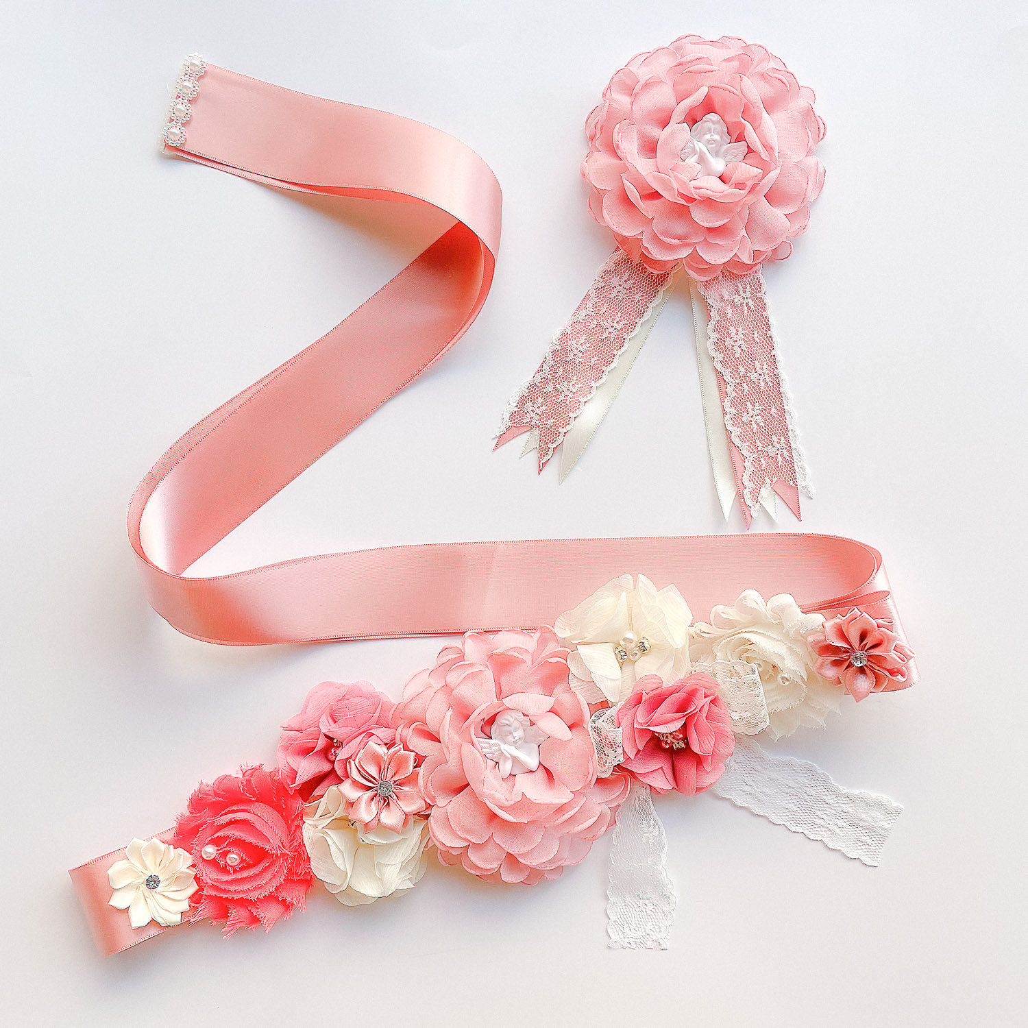 European and American Pregnant Women Blue and Pink Flower Belt Gender Reveal Party Decoration Photo Photo Dress Waist Decoration 207