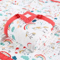 Cotton gauze baby bath towel A-class high-density printed six-layer blanket for newborn babies, baby wide edge cover blanket