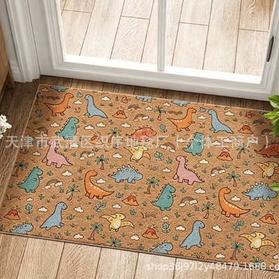Cross-border outdoor shoe-changing entrance door Avtomobil döşəmə paspasları - zx-nature-and-dinosaurs-8-3040silk-loop-without-edge-finishing