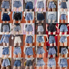 韓系2025夏の雑種婦人服デニムパンツ高腰破洞個性ホットパンツ女性式工場直売卸売り