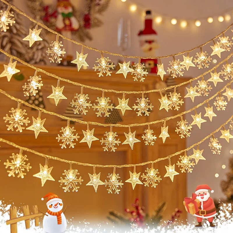 Christmas tree decorations LED small colorful lights, flashing string lights, starry sky snowflake string lights, room scene atmosphere arrangement Christmas tree decorations LED small colorful lights, flashing string lights, starry sky snowflake string lights, room scene atmosphere arrangement