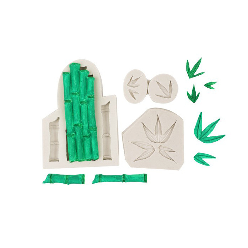 Bambú hoja de bambú fondant pastel de silicona molde para hornear DIY chocolate molde galleta ritmo seco molde de la torta