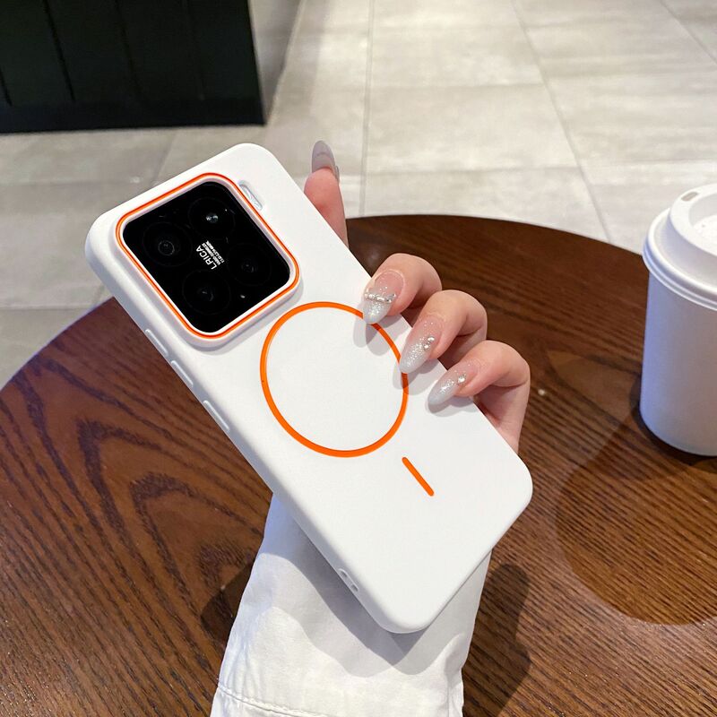 Xiaomi 15Pro に適したオイルドリップ TPU つや消し薄型リング磁気電話ケース Xiaomi 15 ソフトケース 14 シンプルなコントラストカラーケース|undefined