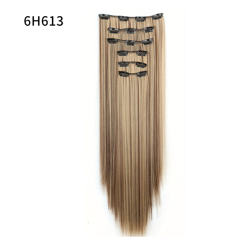 Europa y los Estados Unidos sin rastro extensión de cabello de 24 pulgadas de cabello recto de 6 piezas de cabello de alta temperatura extranjera