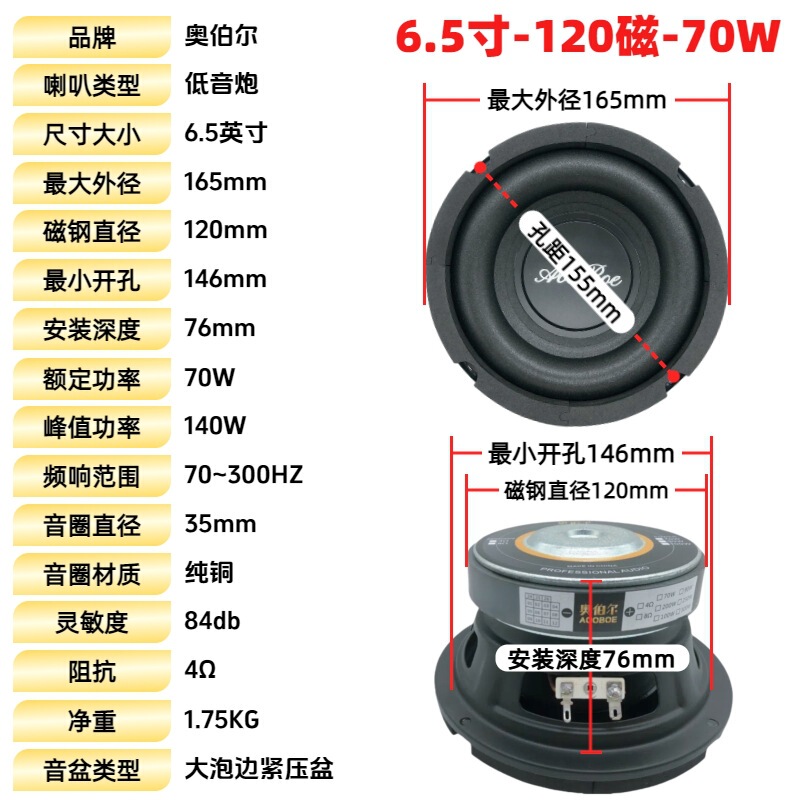 メーカー卸売 6inch 6.5inch サブウーファー スピーカー 車載用 4ohm ビッグバブルエッジスピーカー|undefined