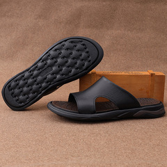 2024新款夏季男士頭層牛皮鞋拖鞋休閒男士沙灘涼鞋