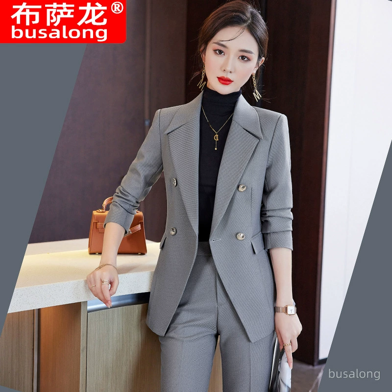 Женский профессиональный костюм Busalong в Корейском стиле с длинными рукавами, формальный костюм, брючный костюм, рабочая одежда для интервью, продажи 9699