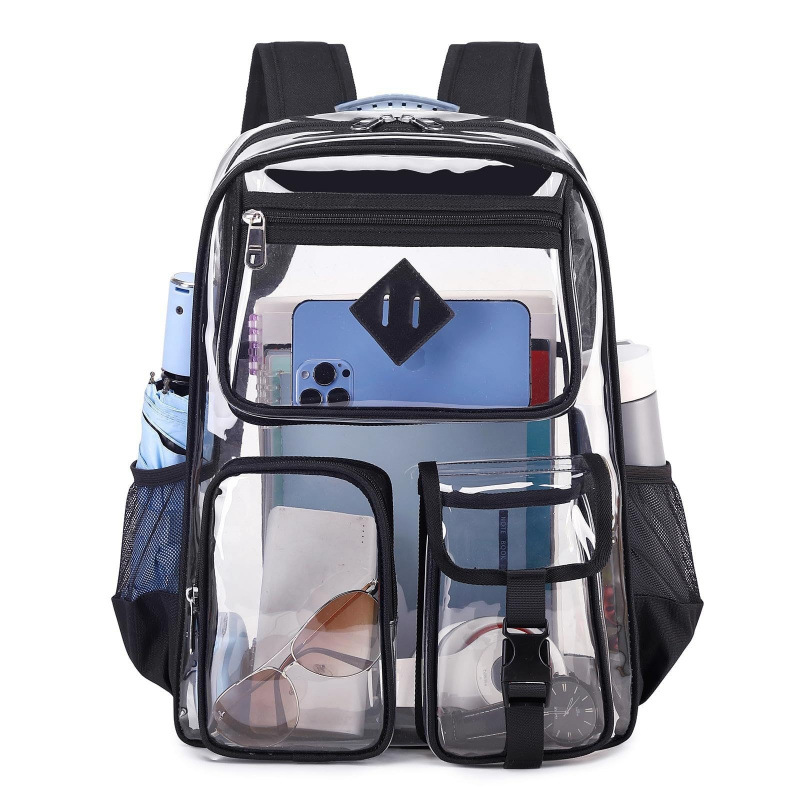 Nuevo spot transfronterizo Amazon venta caliente mochila transparente mochila de pvc mochila deportiva al aire libre mochila visual