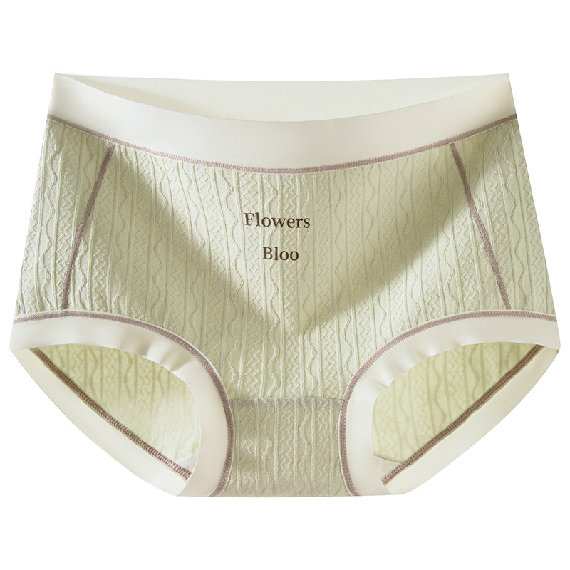 Verano nuevo estilo Clase A ropa interior de mujer de algodón para bebés 7A seda antibacteriana entrepierna inferior jacquard cintura media delgada transpirable sin costuras