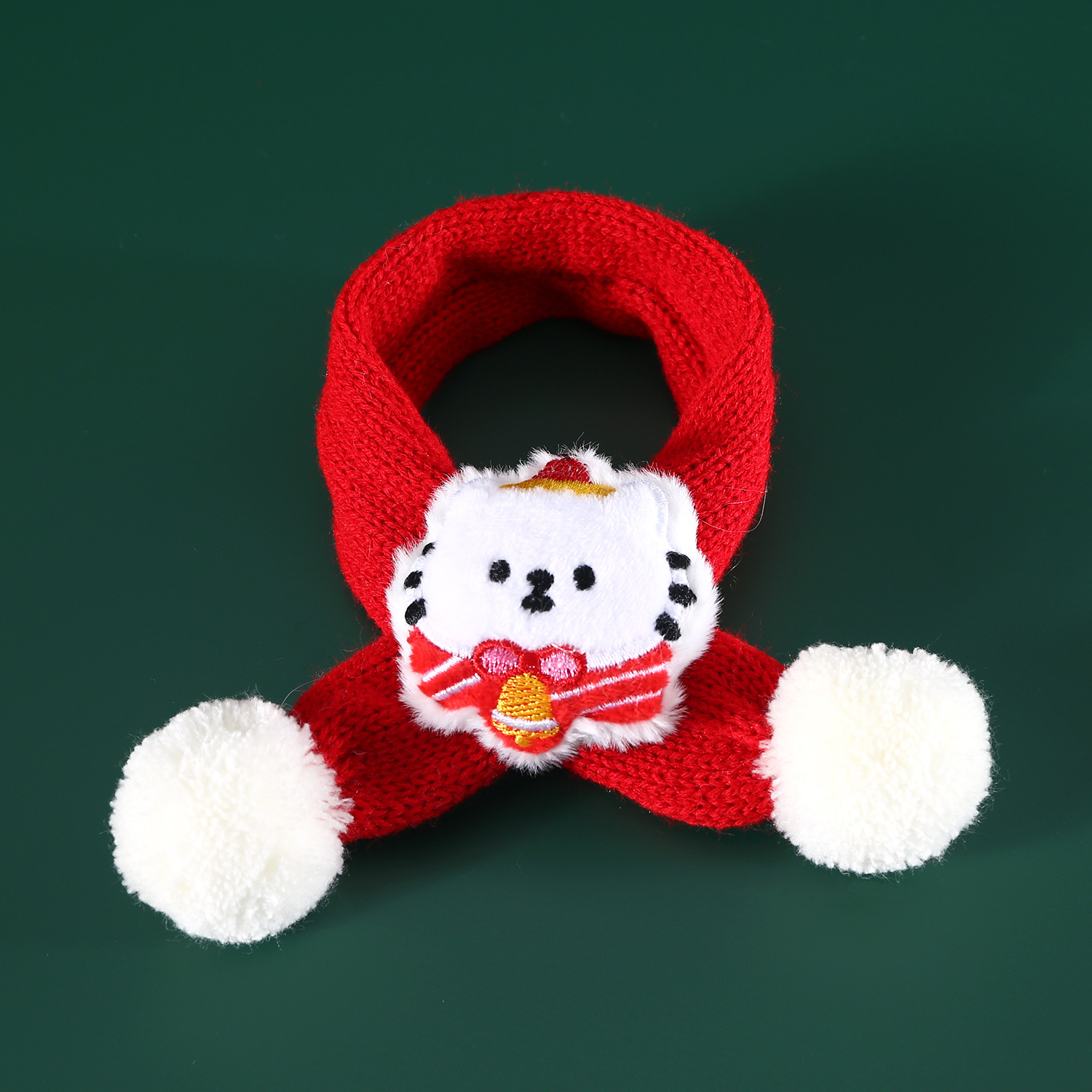 2024 Navidad roja bufandas mascotas gatos cachorros árbol de Navidad bolas de dibujos animados de punto lana bufandas set sombrero