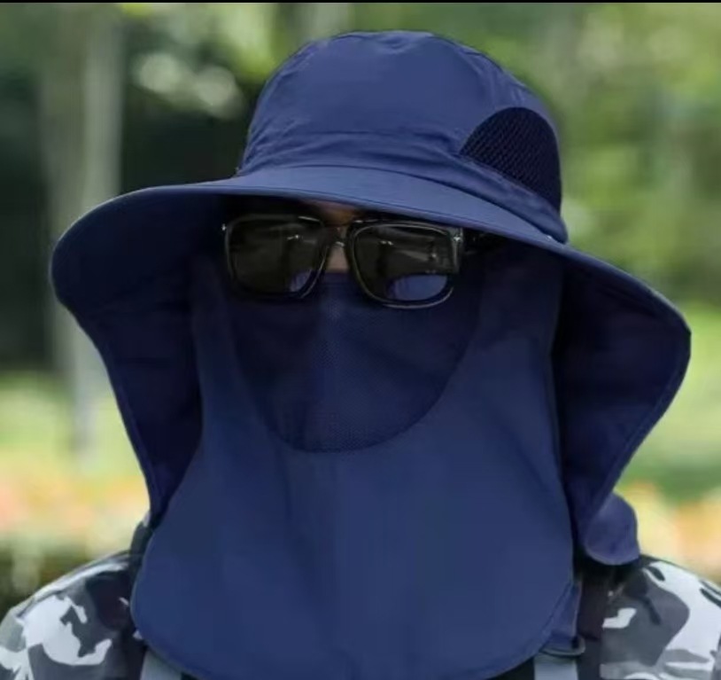 Sombrero solar de pesca al aire libre máscara de hombre sombrero de recolección de té sombrero super gran sombrero de pescador anti-UV